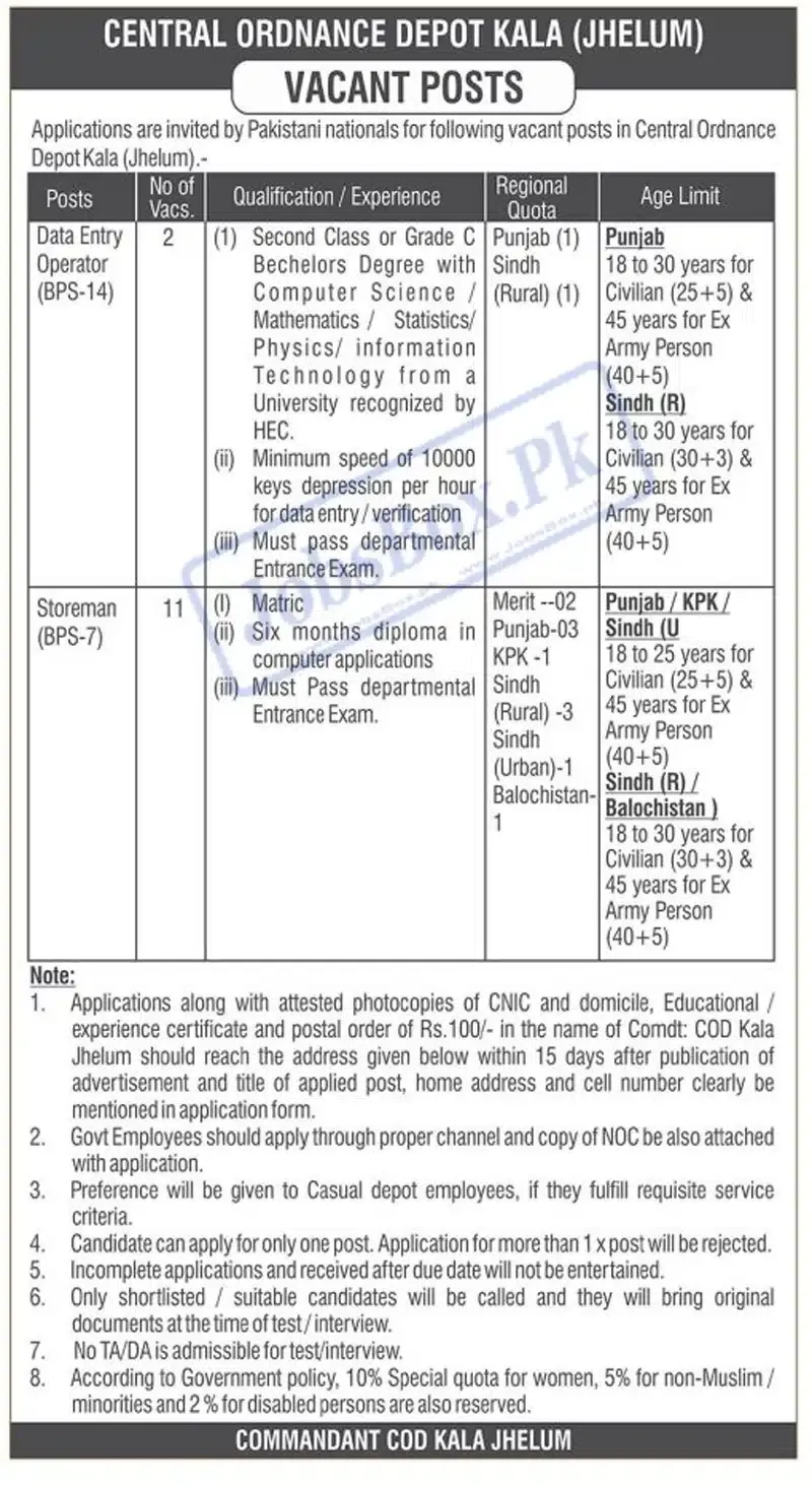Pak Army Central Ordance Depot Jobs 2023 Pak Army Central Ordance Depot Jobs 2023Pak Army Central Ordance Depot Jobs 2023