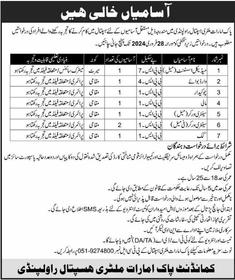 Military Hospital Civilian New Jobs 2024 Apply Now